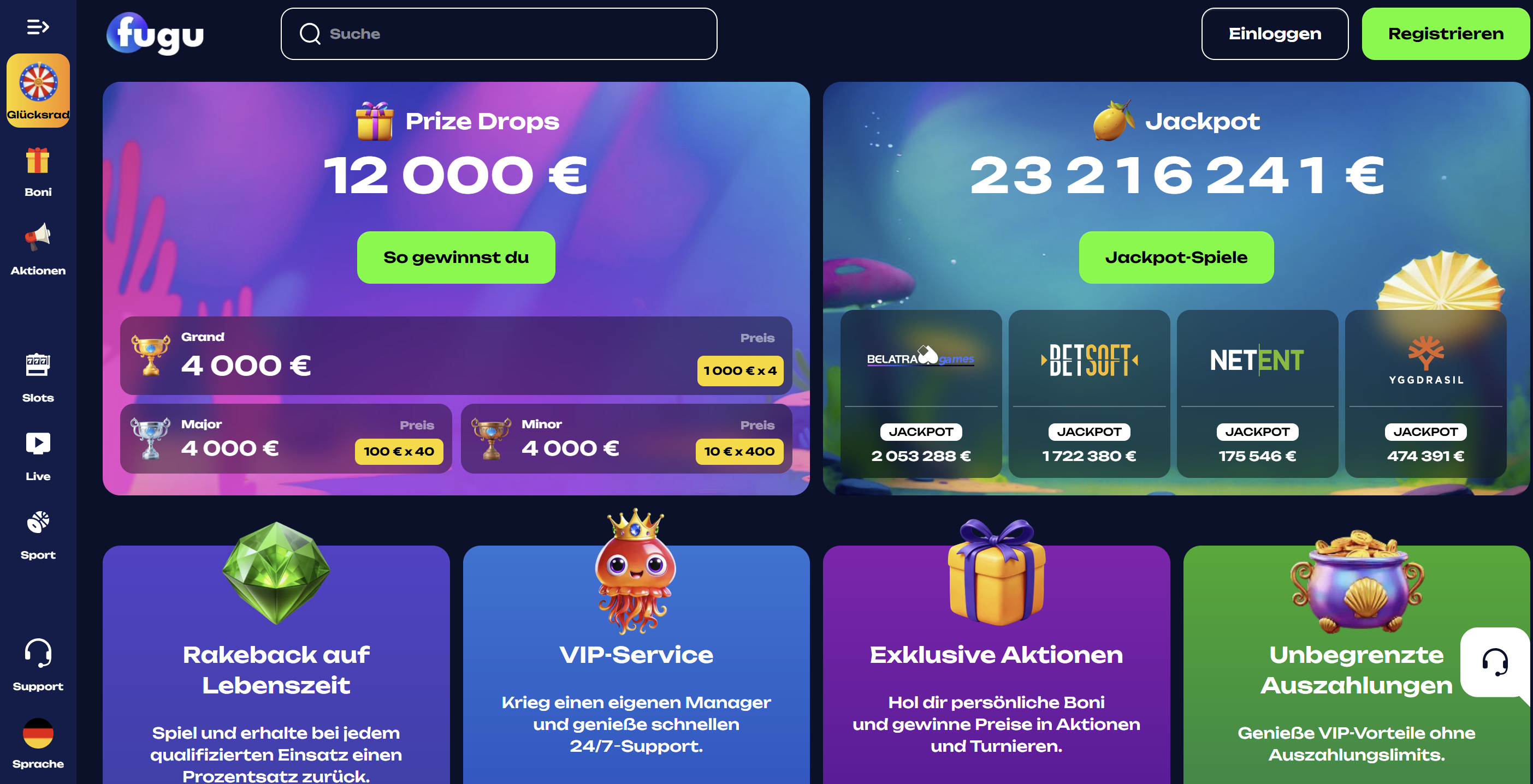 Fugu Casino Bonus und Prize Drops